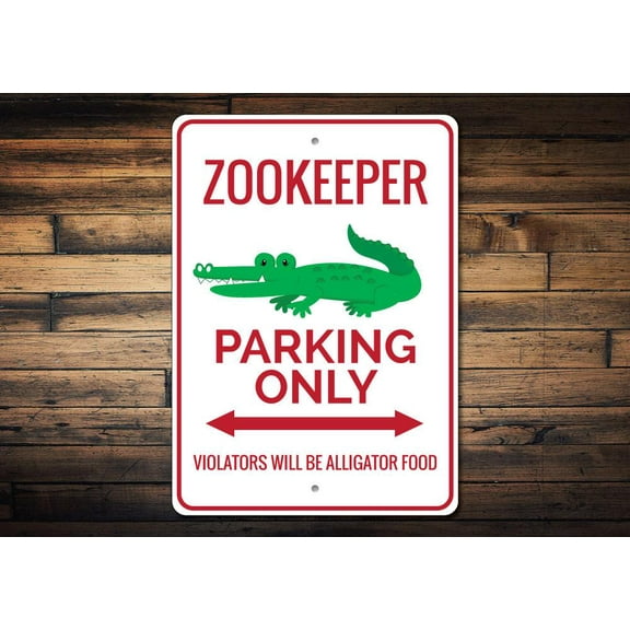 Zookeeper Parking Novelty Sign, Metal Wall Decor - 10x14 inches