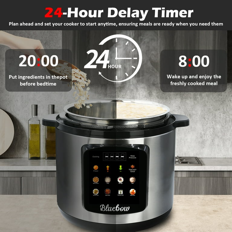 Bluebow Quart Electric Pressure Cooker, 8-in-1 Multi Cooker