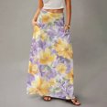 thumbnail image 4 of LWavelet Embossed Floral Maxi Skirt with Side Pockets Women Elegant Daily Casual Flowy Versatile Bottoms Light Purple XL, 4 of 5