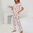 thumbnail image 3 of Women Pajama Set Sleepwear Crew Neck Heart Print Short Sleeve Comfortable for Home White XXL, 3 of 8