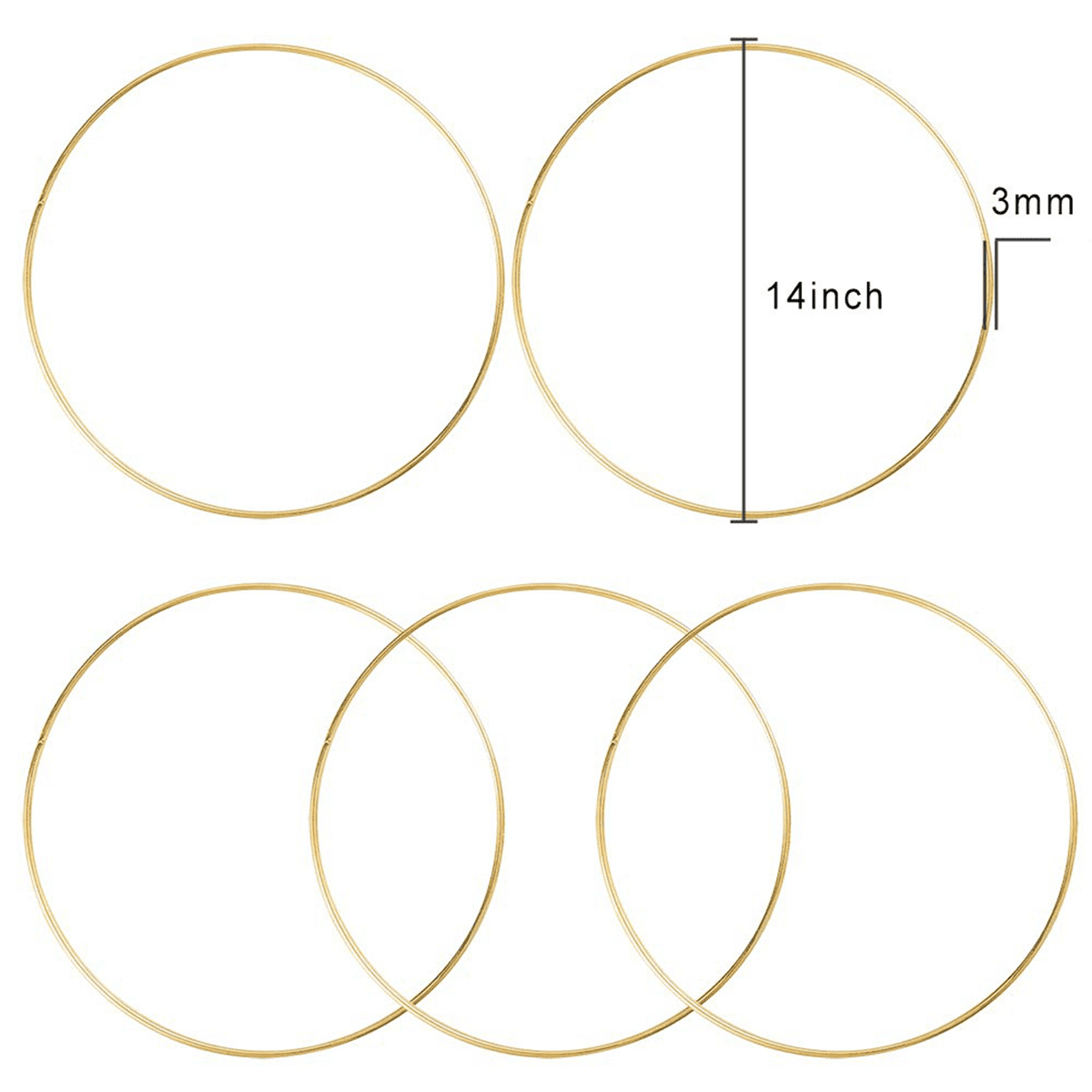 25 Pack 14 Inch Metal Floral Hoop Wreath Macrame Gold Hoop Rings for DIY Wreath Decor