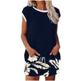 thumbnail image 2 of BLTIBY Women 2 Piece Sets Summer Short Sleeve Crew Neck Top Drawstring Shorts Casual Matching Outfits with Pockets Black 2 S, 2 of 6