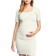 thumbnail image 2 of Ovzne Robes d'Été pour Femmes 2025 Robe de Plage Femme à la Mode Imprimée Plissée Jupe de Maternité Manches Courtes Col Rond Mi-Mollet Robe Grande Taille Robe Manches Courtes Imprimée Liquidation, 2 of 7