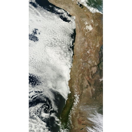 Satellite view of the Andes Mountains in South America Poster