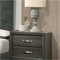JERFIT Modern Rustic Gray Nightstand with 2 Drawers, Solid Wood Bedside Table for Bedroom