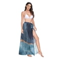 thumbnail image 2 of FORMRS Womens Long Sarong Beach Wrap Semi-Sheer Bikini Skirt Bathing Swimsuit Cover Up, Black Marble, 2 of 7