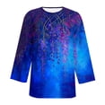 thumbnail image 7 of Xuyuer 3/4 Length Sleeve Womens Tops Round Neck Casual Summer Tunic Tops Basic Tees Blouses Dressy T-Shirts Pleated Shirts Blouses Spring Fashion Ethnic Graphic Crew Neck Tunic T Shirts, 7 of 7