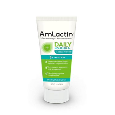 AmLactin Daily Nourish 5% - 4.9 oz Body Cream with 5% Lactic Acid - Exfoliator and Moisturizer for Dry Skin