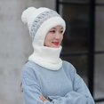 thumbnail image 3 of Gorro de punto con forro polar para mujer, gorro de invierno a prueba de viento, bufanda cálida, gorro de una pieza con orejeras, gorro de punto JFHHH pequeña, 3 of 4