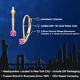 thumbnail image 2 of Gem Stone King 14K Yellow Gold Pink Created Sapphire Drop Dangle Earring for Women with Leverback (0.10 Cttw, Gemstone Birthstone, Round 2.5MM), 2 of 6