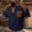 Navy, variant on Summer Polo Shirt for Men Color Block Short Sleeve Collared Leisure Shirts for Men Vintage Cargo Zip-Up Slim
