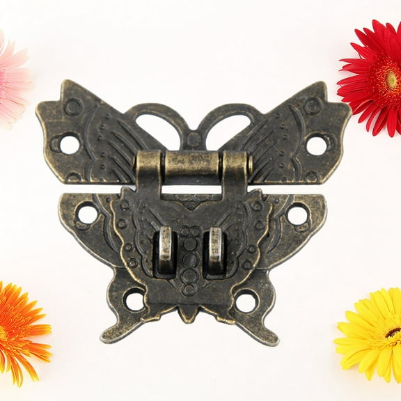 WHAMVOX  2 PCS Boxes Padlock Butterfly Buckle Drawer Latch Antique Coloring