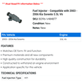 thumbnail image 2 of Fuel Injector - Compatible with 2003 - 2006 Kia Sorento 3.5L V6 2004 2005, 2 of 2