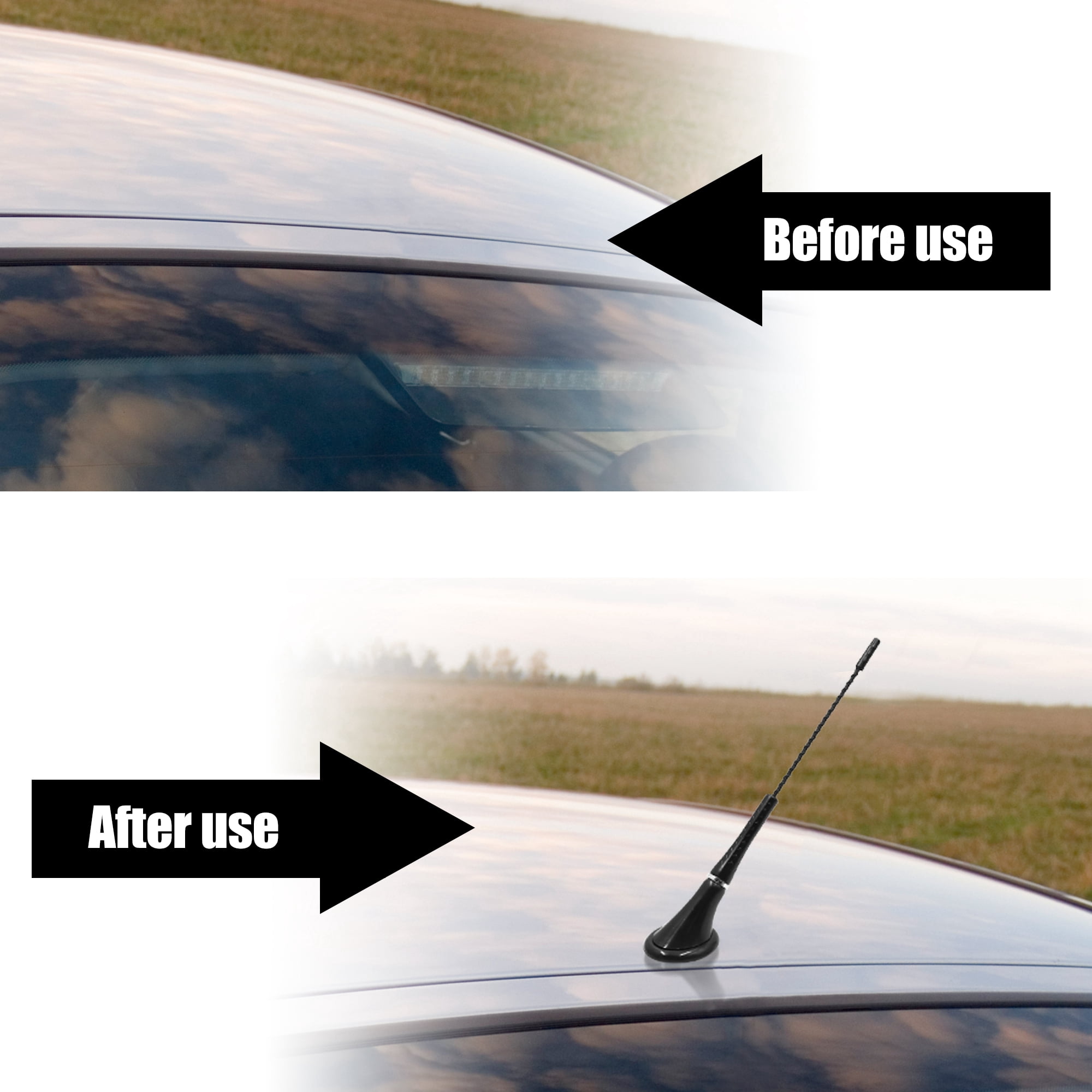 Unique Bargains Black Adhesive Base Car Decorative Antenna Universal Waterproof