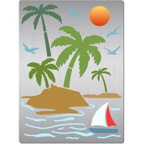 Coconut Tree Stencil Metal Summer Beach Sailboat Sun Geese Palms Painting Stencils Stainless Steel Template for Painting on Wood Wall Fabric Canvas Home Decor Art DIY Crafts 7.5x5.5inch