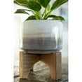 thumbnail image 3 of Flora Bunda EM1911E-GY 7' Grey OMBRE W SPECKS Ceramic Pot on Wood Stand, 3 of 5