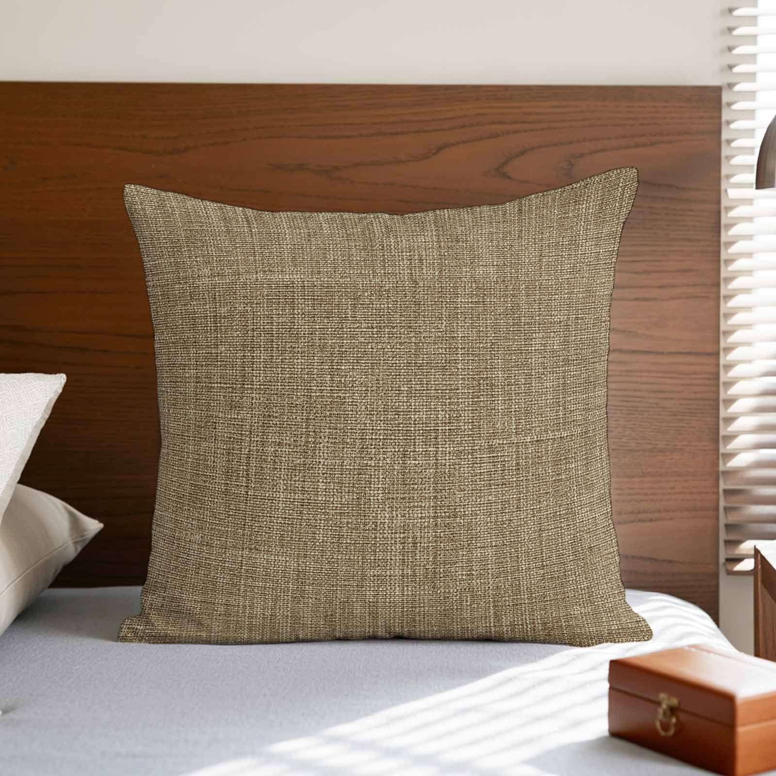 Brown Pillow Covers 24x24 Inch, Farmhouse Burlap Solid Beige Color Modern Linen Texture Linen Pillowcase with Invisible Zipper, Decorative Throw Pillow Covers Cushion Case for Couch Sofa Bed