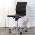 thumbnail image 3 of Mid-Back Armless Black Ribbed LeatherSoft Swivel Conference Office Chair, 3 of 9
