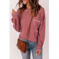 thumbnail image 4 of Women's Contrast Stitching Trim Waffle Knit Pullover, 4 of 14