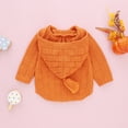 thumbnail image 3 of Arvbitana Infant Halloween Knitted Romper, Pumpkin Face Pattern Long Sleeve Hooded One-piece, 3 of 9