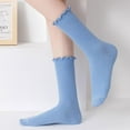 thumbnail image 5 of Womens Ruffle Socks Fashion Breathable Solid Color Turn-Cuff Cute Girls Ankle Socks 3 Pairs, 5 of 7