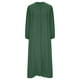 thumbnail image 3 of Puntoco Vestido Camisero Informal Suelto Con Cuello Redondo Y Manga Larga Con Botones De Color Liso Para Mujer, Vestido De Algodón Y Lino, Vestido Con Cuello Redondo, Verde Militar Xl, 3 of 5