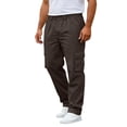 thumbnail image 4 of IAJDKMEK Men's Straight Leg Cargo Pants - Elastic Waistband Work Trousers and Hiking Pants for Casual Wear and Light Outdoor Use, Multi-Pockets,Coffee XL, 4 of 6