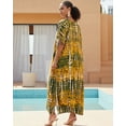 thumbnail image 6 of Edolynsa Striped Print Kaftan Bat Sleeve Beach Dress Plus Size Swimsuit Cover-Up Casual Outfit Caftans Africa Robe, 6 of 8