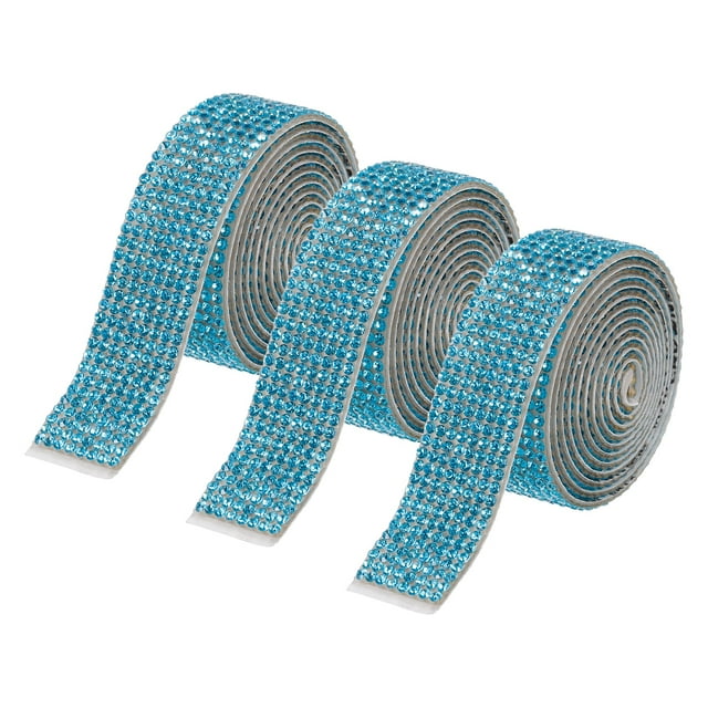 Unique Bargains 3Roll 3 Yards 18mm Self Adhesive Diamond Ribbon for Arts & Crafts,Light Blue