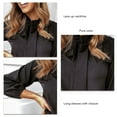 thumbnail image 3 of Bow Tie Loose Blouse, Bow Tied Neck Blouse Simple Elastic Cuff Basic Plain Color  For Lady For Party Black 2XL, 3 of 7