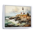 thumbnail image 2 of Designart "Minimalistic Coastal Lighthouse Scenery I" Beach Light House Floater Framed Canvas Prints, 2 of 5