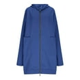 thumbnail image 4 of GaThRRgYP Womens Jackets Plus Size,Women's Solid Color Jacket Thickening and Fleece and Winter Casual Zipper Long Sleeve Pocket Hooded Long Sweater Blue XL, 4 of 9