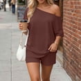 thumbnail image 2 of Bovxnpu Women 2 Piece Loungewear Set Beach Vacation Sweatsuit Tracksuit Set Summer Relaxed Off Shoulder Beach Holiday Wear Set Summer Outfits, 2 of 9