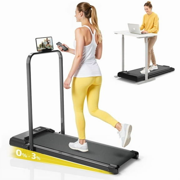 Redliro 2 in 1 Walking Pad Treadmill with Incline, Under Desk Treadmill with LED Display & APP for Home Office