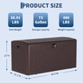 thumbnail image 3 of 73 Gallon Brown Resin Deck Storage Box, Lockable Weatherproof Blow-Molded, 480LBS Bench, Tool-Free Assembly, Brown, 3 of 7
