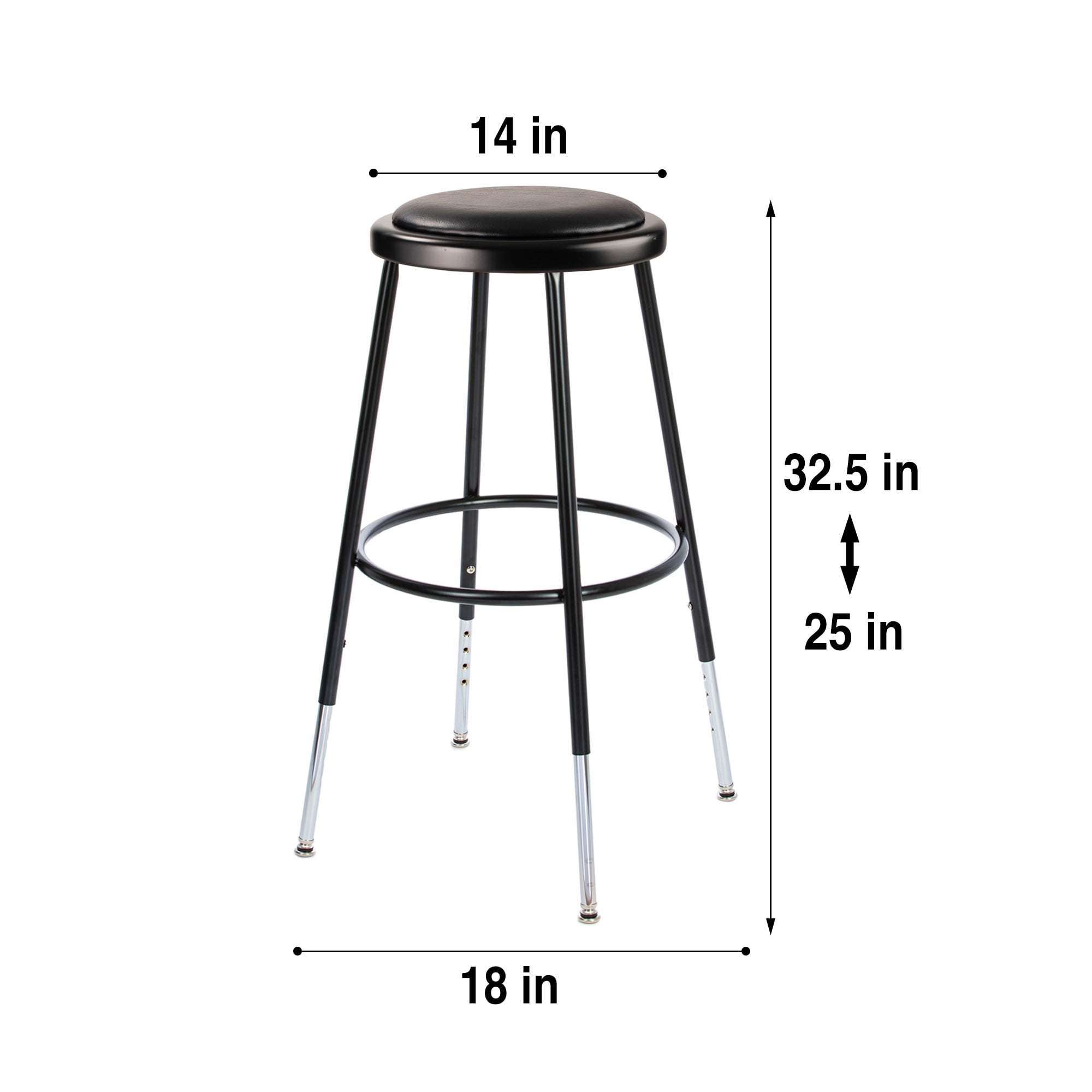 Otto 25"-33" Height Adjustable Stool, Black, Pack of 2