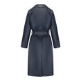 thumbnail image 4 of UTSJKR Women's Faux Leather Trench Coat 2024 Fall Winter Long Sleeve Belted Overcoat Trendy Loose Fit Lapel Button Down Jacket Navy XL, 4 of 7
