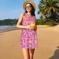 thumbnail image 3 of Balery Colorful Donuts 1 Vestidos de verano para mujer con estampado: vestido holgado sin mangas, vestido playero informal y cómodo para días calurosos., 3 of 7