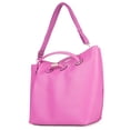 thumbnail image 2 of Vangoddy Cabana Women's Pleated Faux Leather Tote Bag Pink, 2 of 5