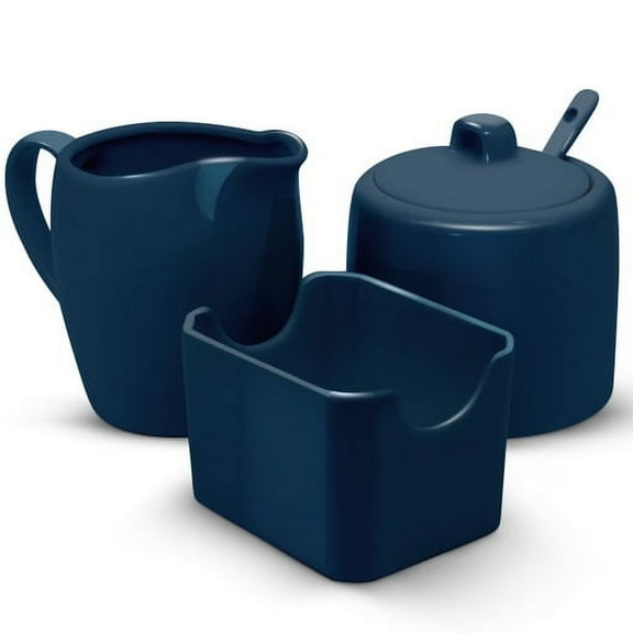 Kook Sugar and Creamer Set Sugar Bowl with Lid and Spoon, 3 pieces, Navy Blue