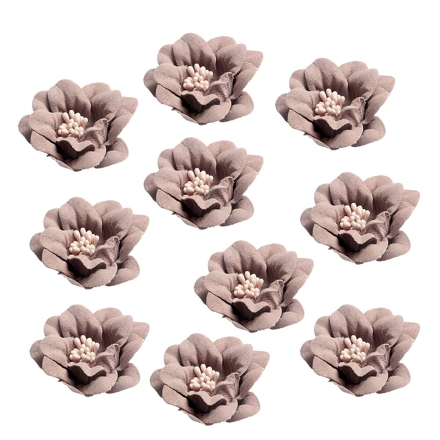10 Cabezas De Flores De Camelia Para Accesorios Para El Cabello DIY 4,5 Cm Café Sunnimix Cabeza de la flor del camelia