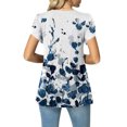 thumbnail image 4 of SMihono Hauts pour Femmes Été Mode Décontractée Col Montant Imprimé Pétale Manches Courtes - T-Shirts Grande Taille, 4 of 5