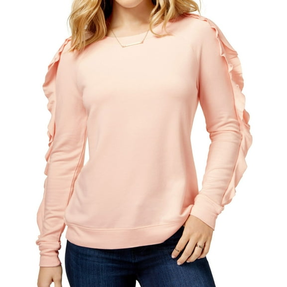 Maison Jules Womens Ruffled Sweatshirt