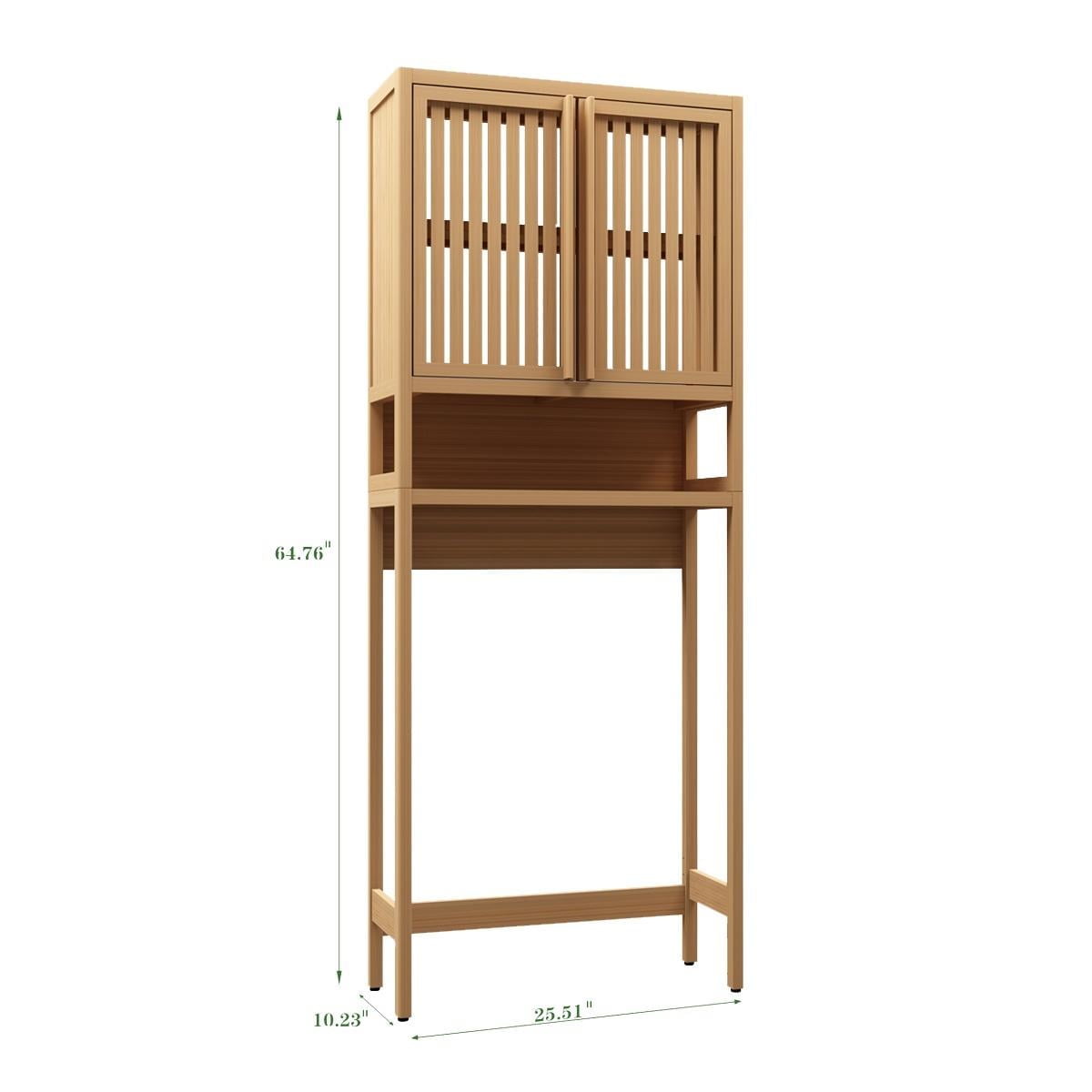 PAPROOS Over the Toilet Storage Cabinet, Bathroom Space Saver Organizer above Toilet with 1 Open Shelf and 2 Louvered Doors, Neutral