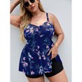 thumbnail image 3 of Traje de baño de dos piezas Traje de baño dividido con estampado floral de moda Traje de baño para mujer para piscina Fiesta en la playa Flor azul oscuro XXL, 3 of 6