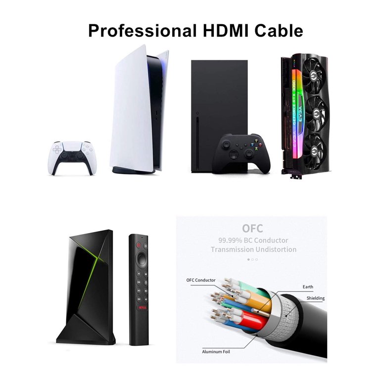 8K 4K HDMI 2.1 Kabel 15M, Etseinri 48Gbps Höghastighet HDMI Kabel 4K 120Hz  8K 60Hz eARC HDCP 2.2&2.3 Dynamisk HDR D.olby Atmos HDMI Kompatibel med PS5