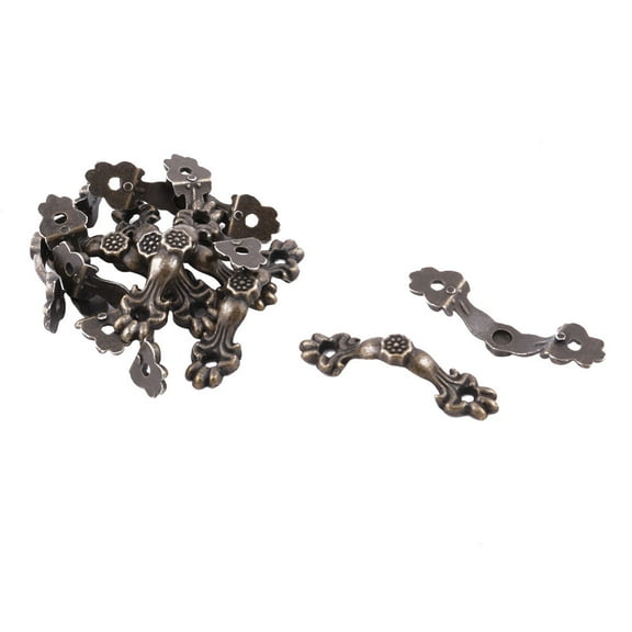 Uxcell Home Metal Arch Shape Flower Design Closet Drawer Pull Handle Bronze Tone 12 Pcs