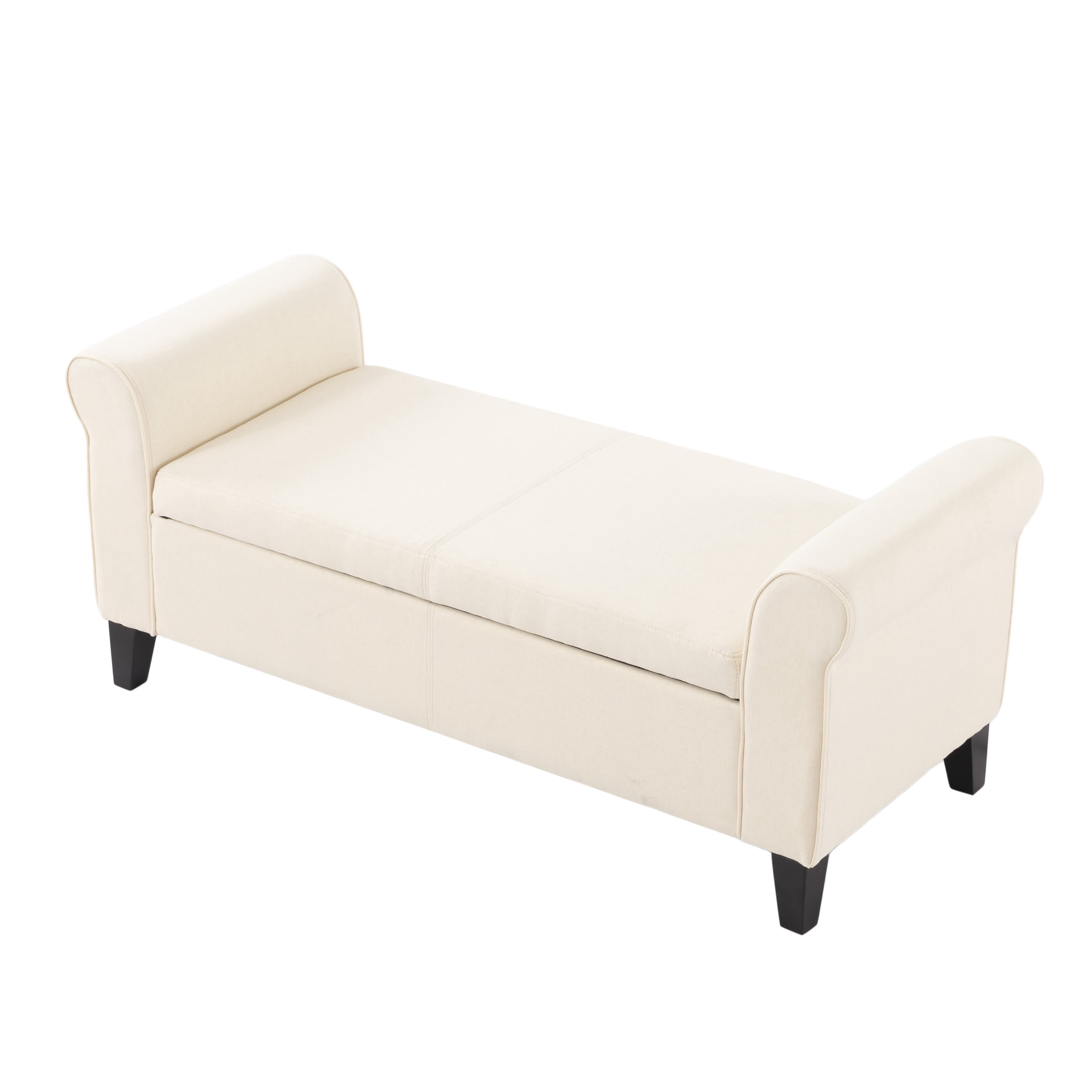 Gewnee 49.61" Flip Top Storage Bench, Linen Upholstered Solid Wood Frame Bench for Living Room and Bedroom, Beige
