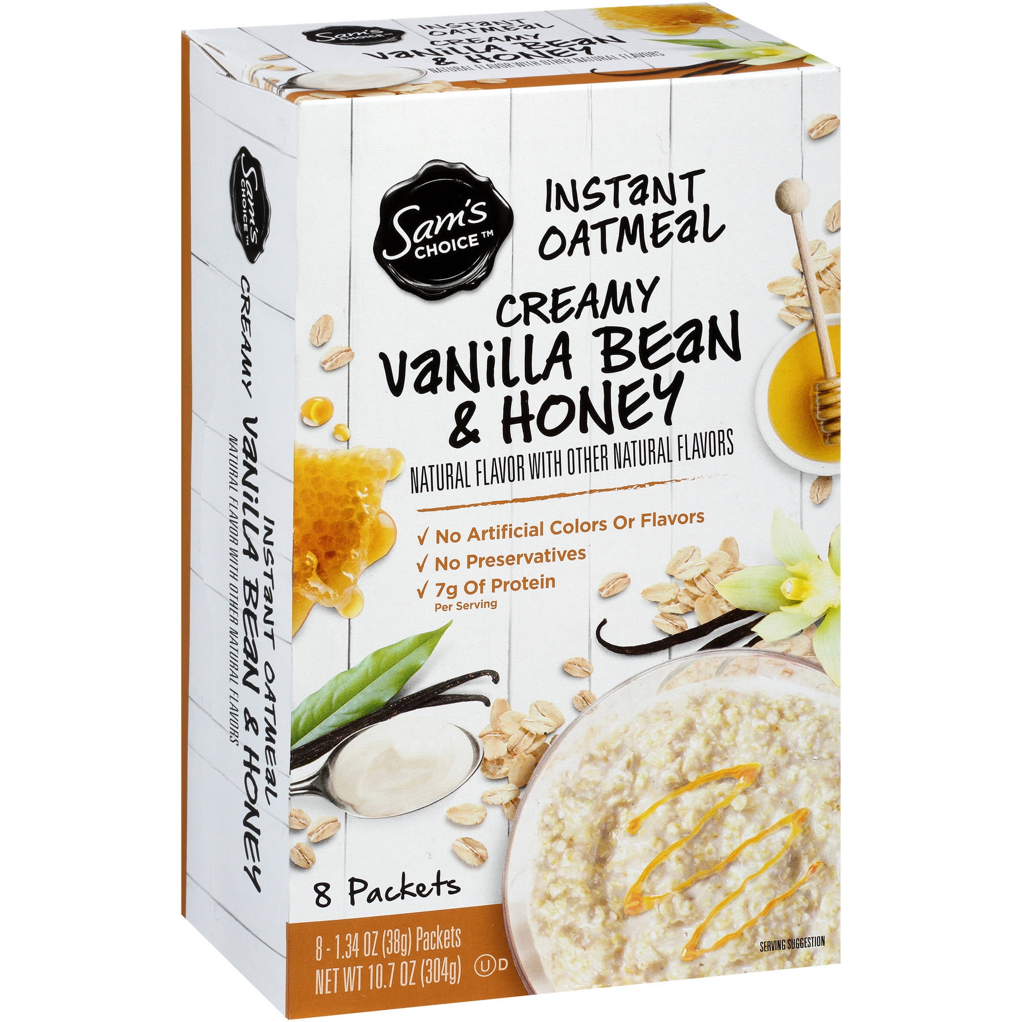 Sam's Choice Instant Oatmeal, Creamy Vanilla Bean & Honey, 8 Count