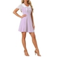 thumbnail image 4 of INSPIRE CHIC Women's Peter Pan Collar Dresses Short Sleeve A-Line Mini Dress XL Purple, 4 of 6